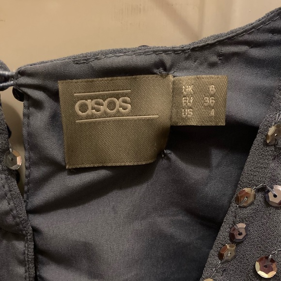 ASOS Light Blue Sequin Backless Gown Bridesmaid Formal Prom Dress Size 4 - Picture 7 of 9